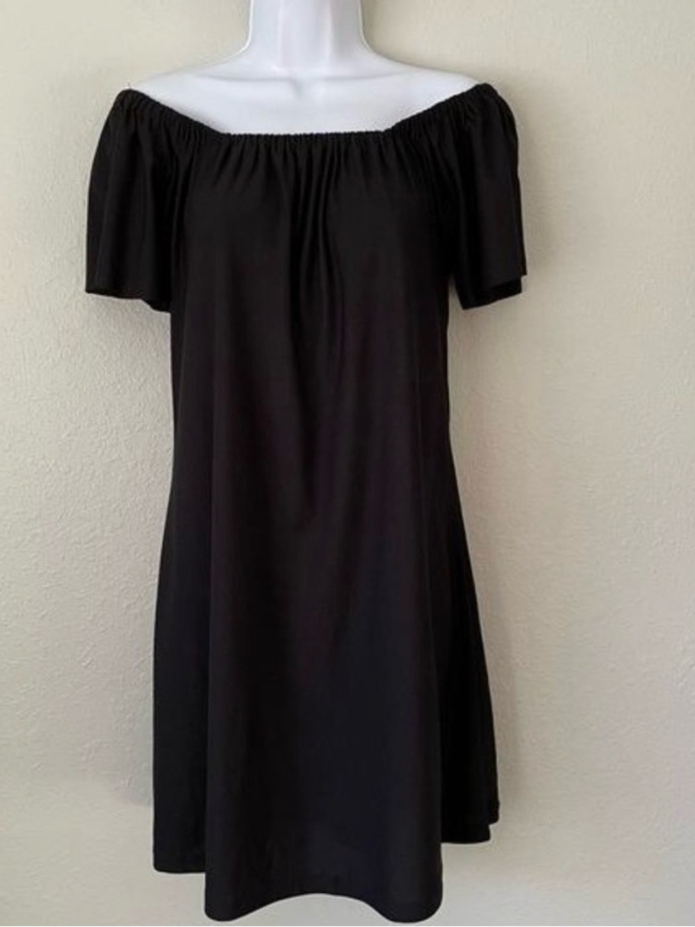Mango black off shoulders flowy flare dress 8